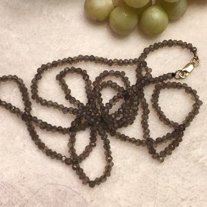 Genuine smoky topaz 30 inch bead necklace